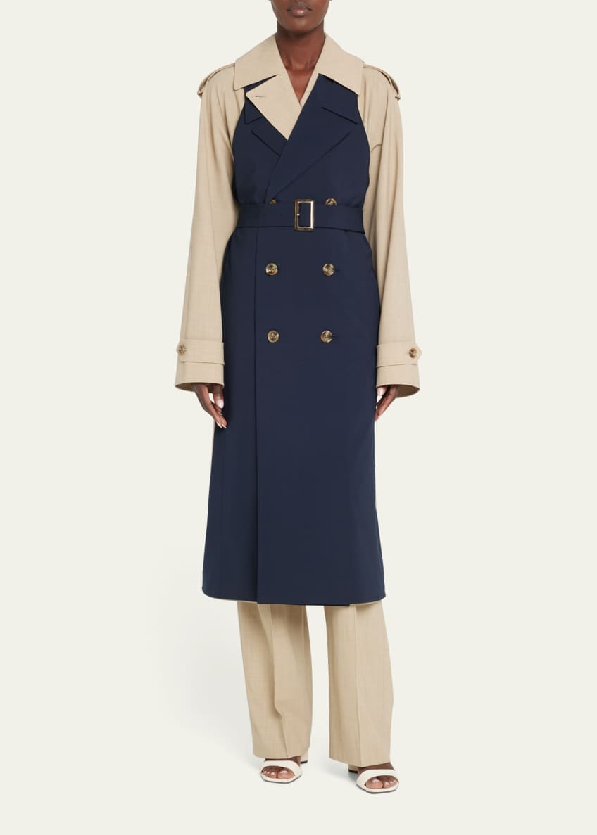 ADEAM Bricolage Double-Breasted Bicolor Belted Trench Coat - Bergdorf