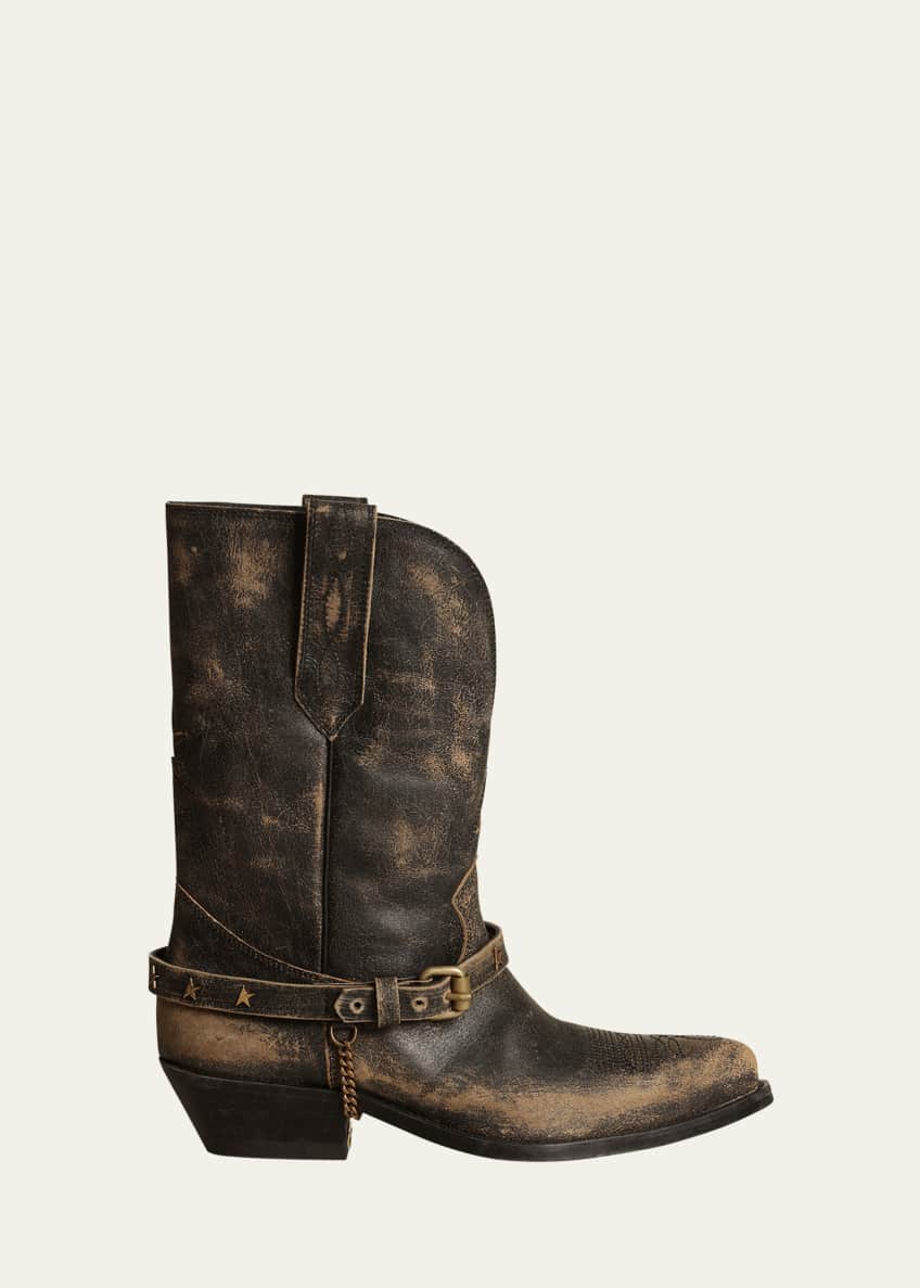 Golden Goose Wish Star Belt Chain Western Boots