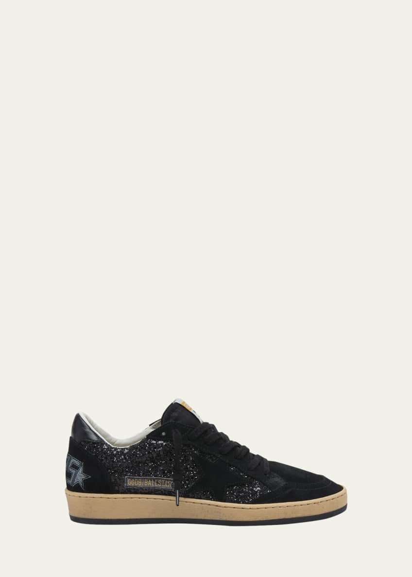 Golden Goose Ball Star Glitter and Suede Low-Top Sneakers - Bergdorf ...