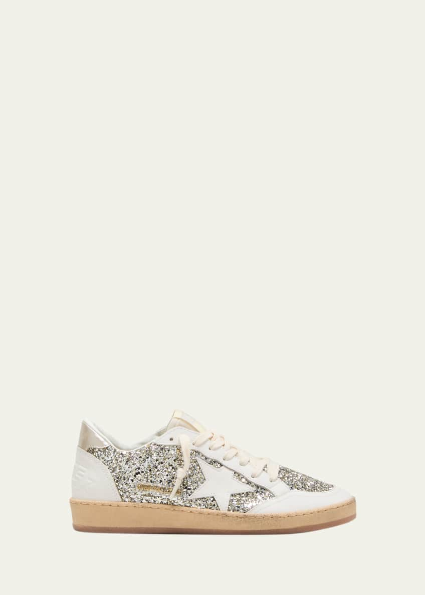 Golden Goose Ballstar Glitter Leather Low-Top Sneakers - Bergdorf Goodman