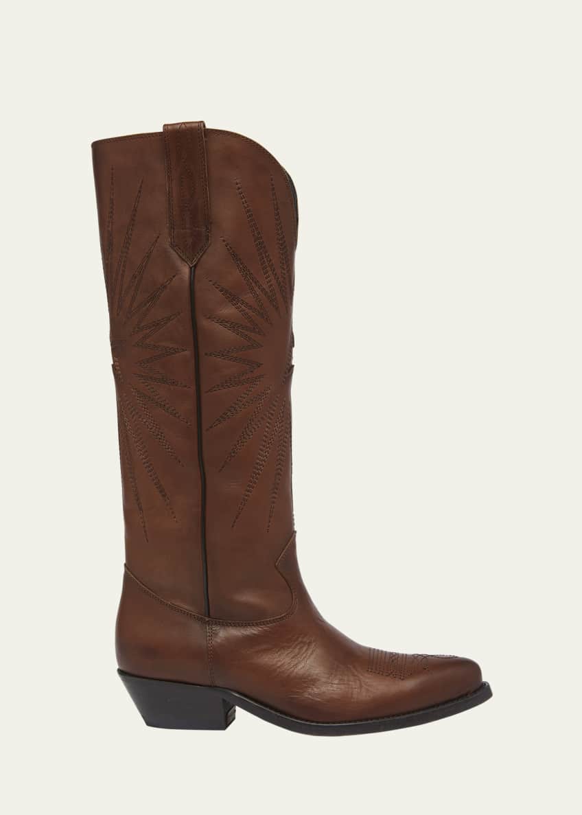 Golden Goose Wish Star Embroidered Leather Western Boots