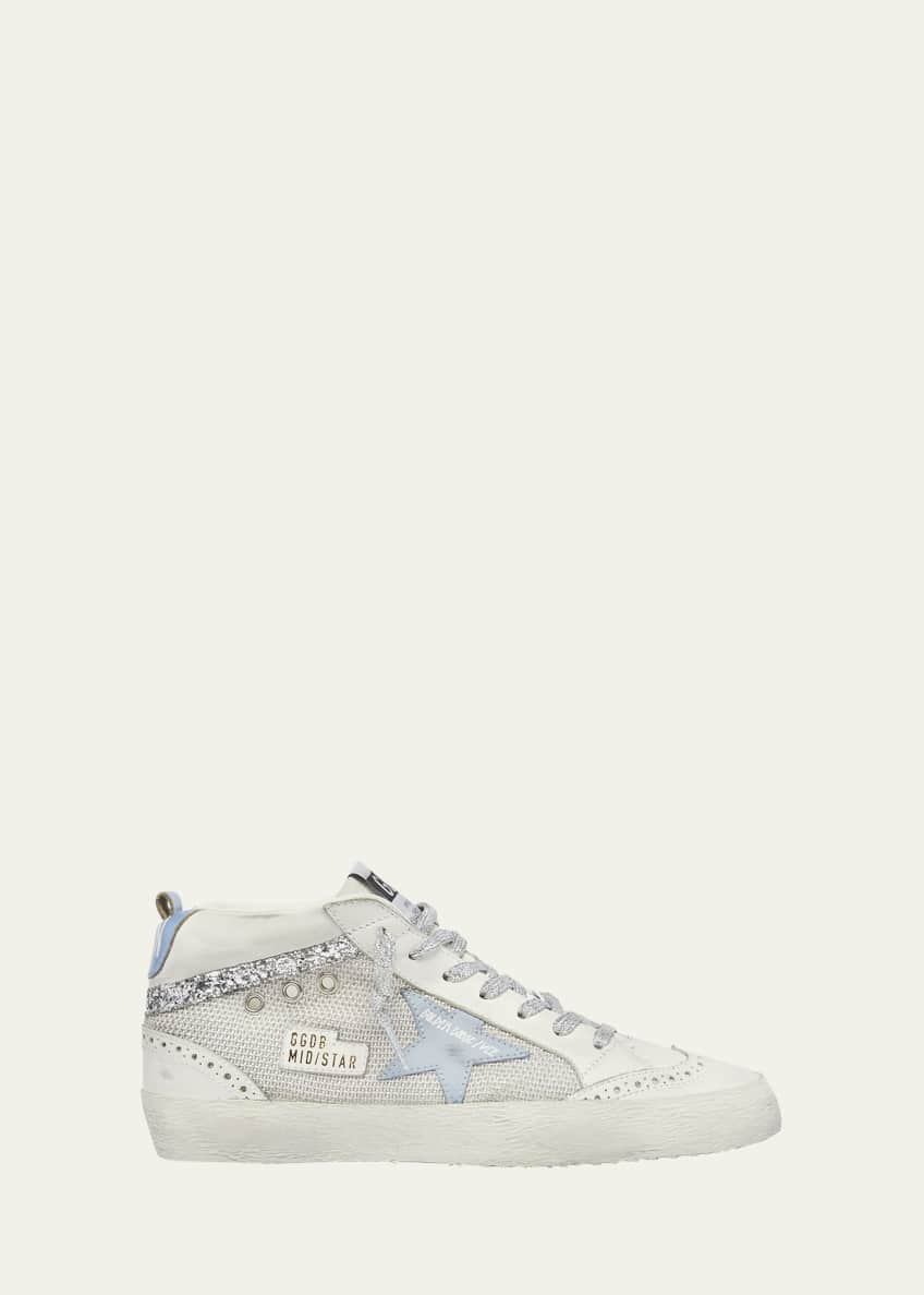 Golden Goose Mid Star Net Glitter Wing-Tip Sneakers - Bergdorf Goodman