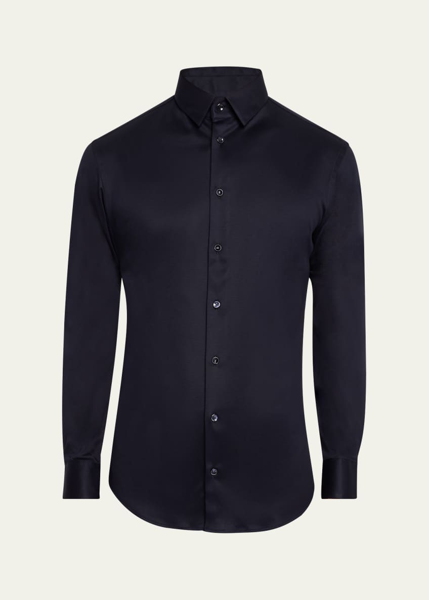 Giorgio Armani Solid Cotton Dress Shirt White
