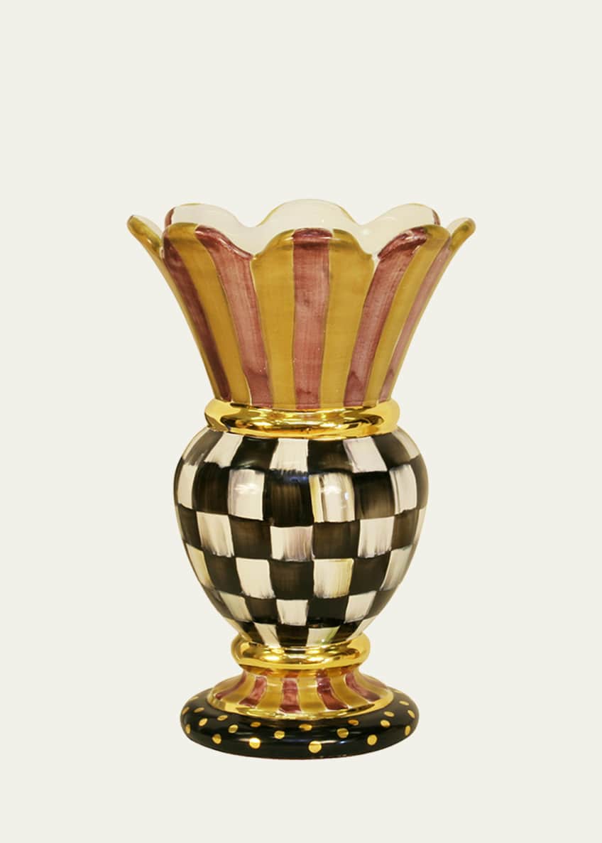 Mackenzie Childs Vase Courtly Check Glass