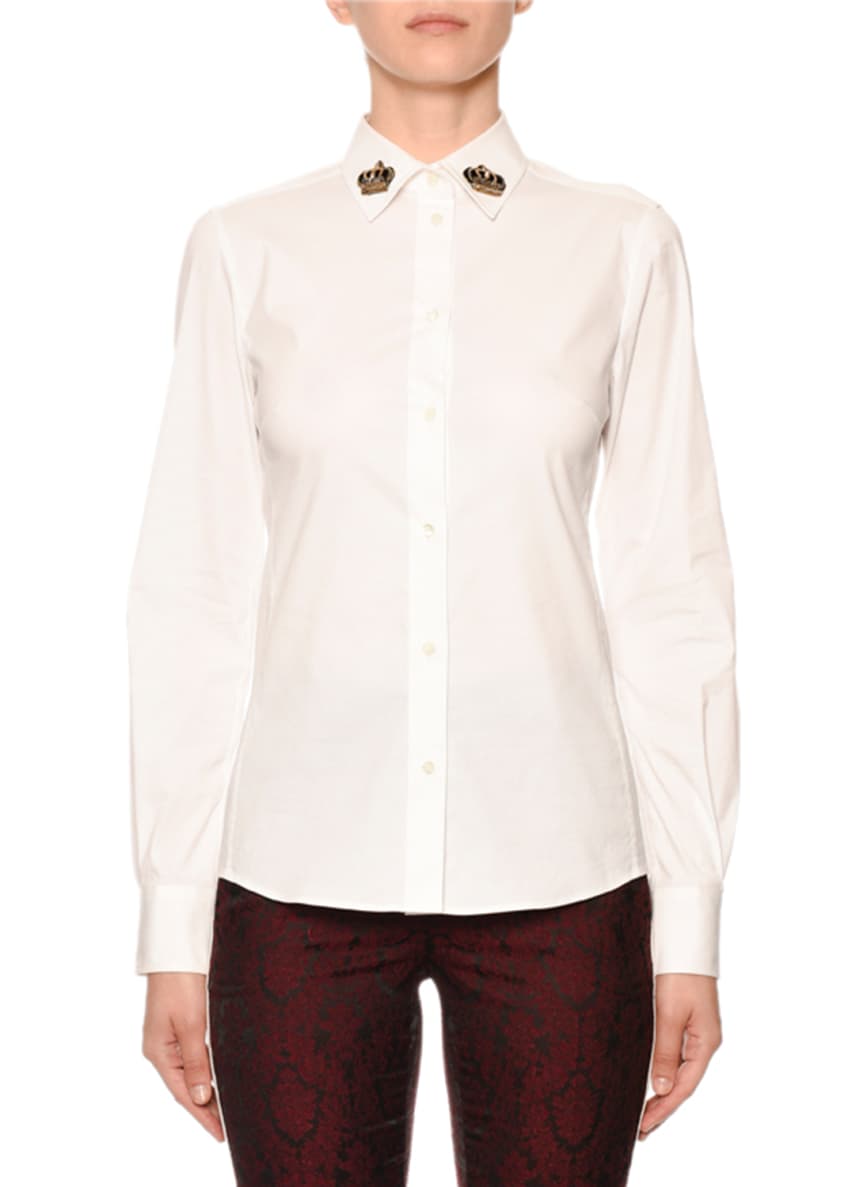 Dolce&Gabbana Embellished-Collar Button-Front Blouse Image 1 of 5