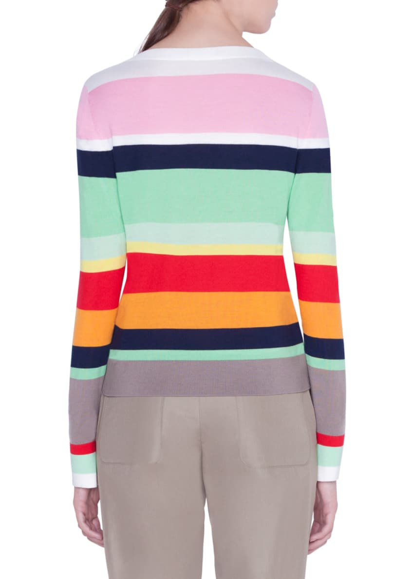 Akris punto Striped-Wool Boxy Sweater Image 2 of 4