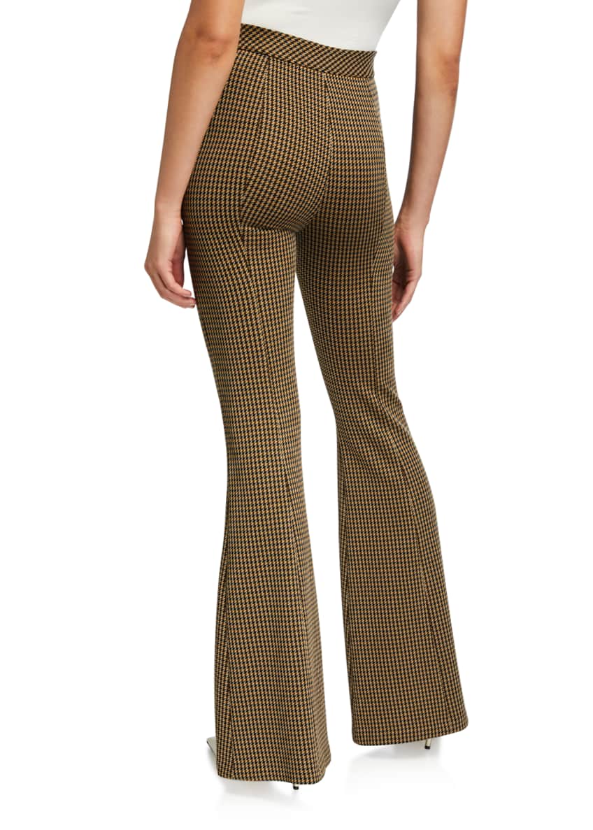 Rosetta Getty Houndstooth Pintucked Flare-Leg Pants Image 2 of 4