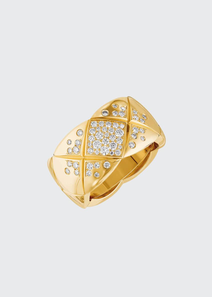 CHANEL COCO CRUSH Ring in 18K Yellow Gold with Diamonds, Medium Version