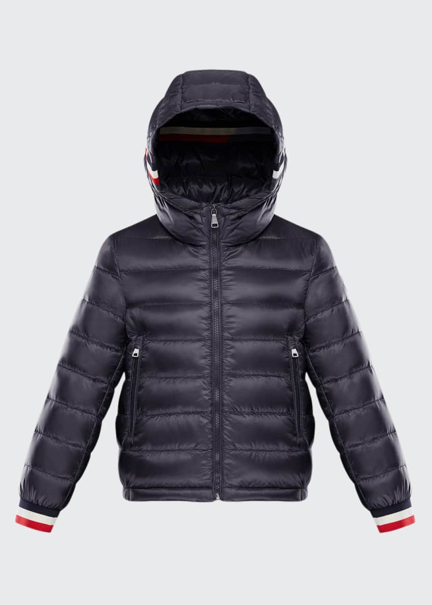 Giroux Quilted Hooded Jacket w Striped Trim Size 8 14