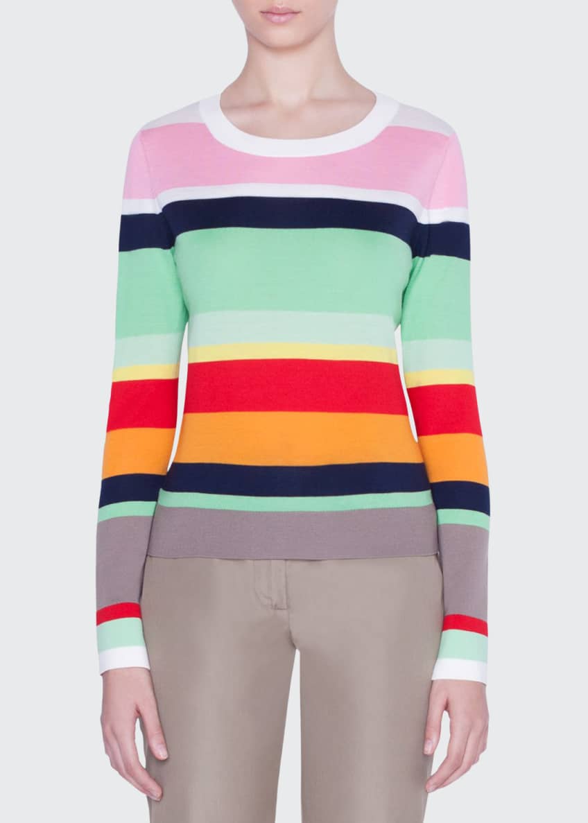 Akris punto Striped-Wool Boxy Sweater Image 1 of 4