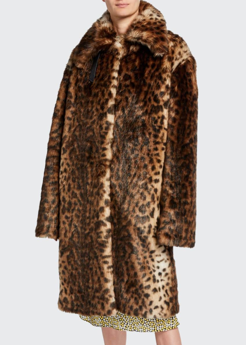 Rokh Leopard-Print Faux-Fur Oversized Coat Image 1 of 4