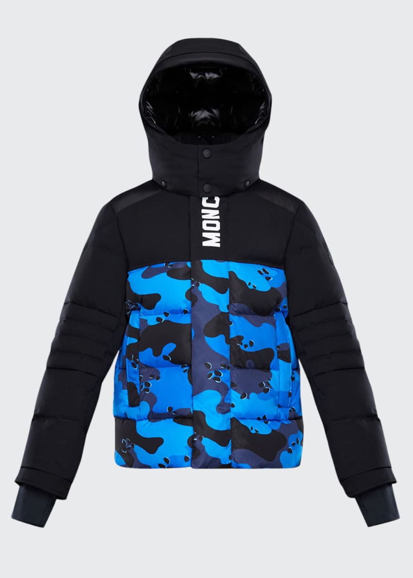 Moncler Arpon Detachable Hood Quilted Jacket w Camo Print Size 4 6 and Matching Items Matching Items Bergdorf Goodman