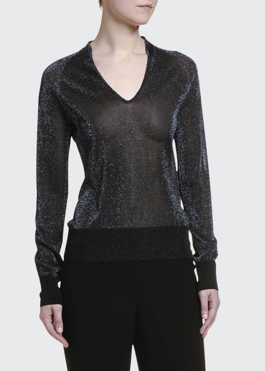 Giorgio Armani Shimmer V-Neck Sweater Image 1 of 3