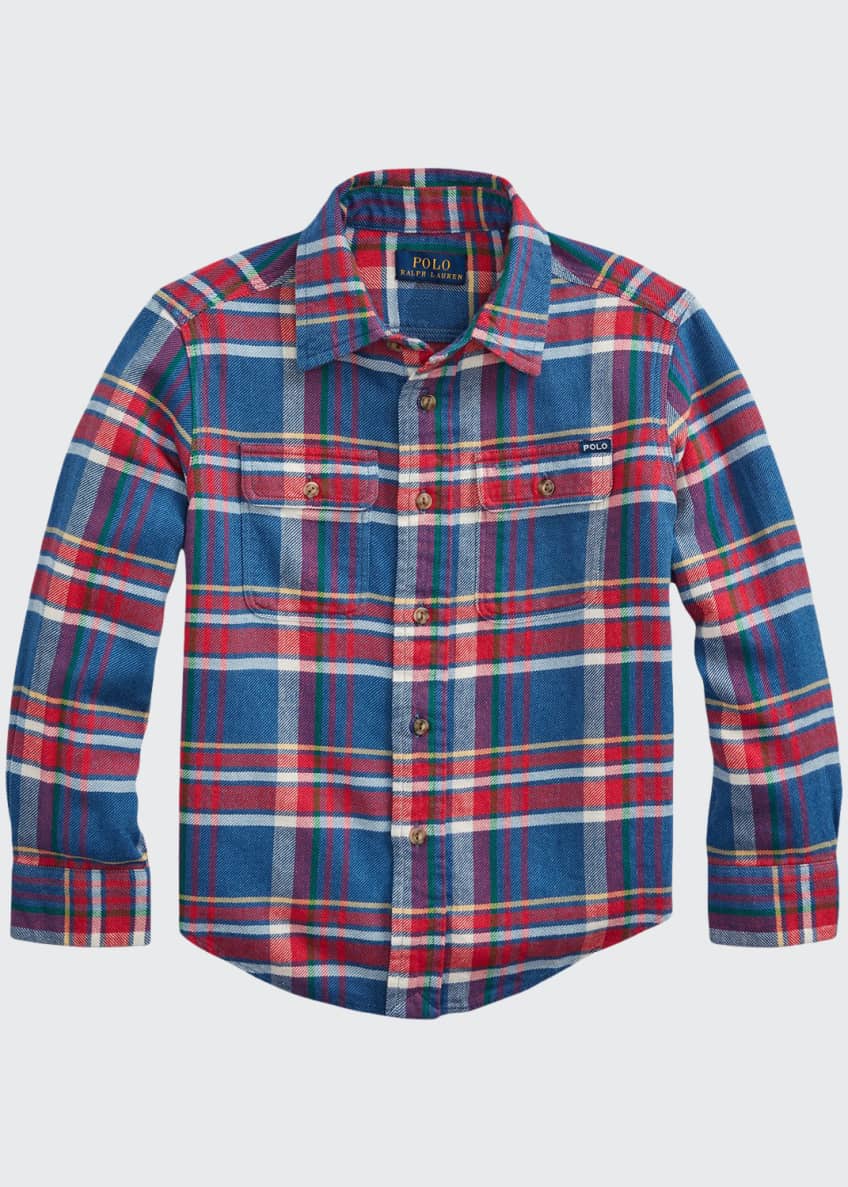 Ralph Lauren Childrenswear Boy's Plaid Button-Down Shirt, Size 2-4 Image 1 of 4