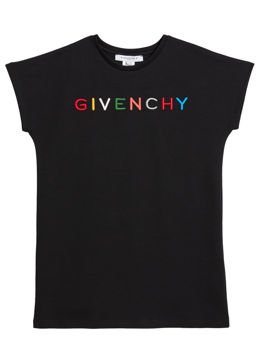 Givenchy Short-Sleeve Dress with Multicolor Logo, Size 6-10