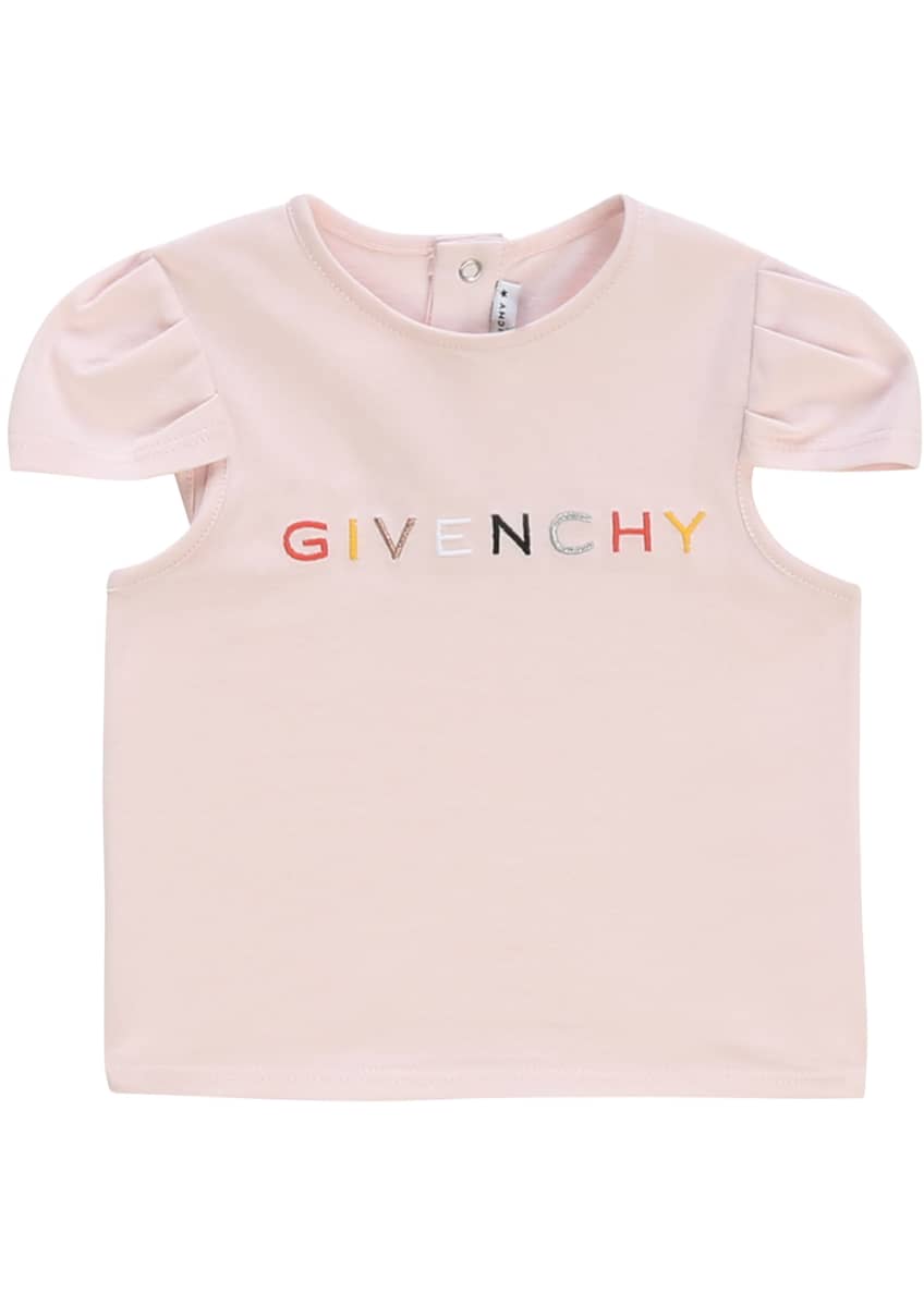 Givenchy Girl's Multicolor Logo Text Cap-Sleeve Tee, Size 12-18 Months Image 1 of 2