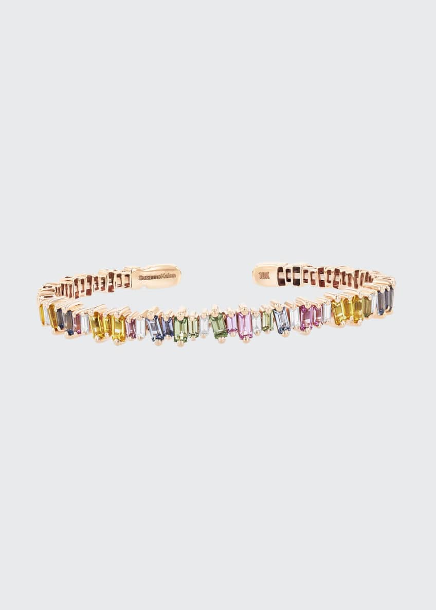 Suzanne Kalan 18k Rose Gold Pastel Sapphire and Diamond Bangle Image 1 of 2