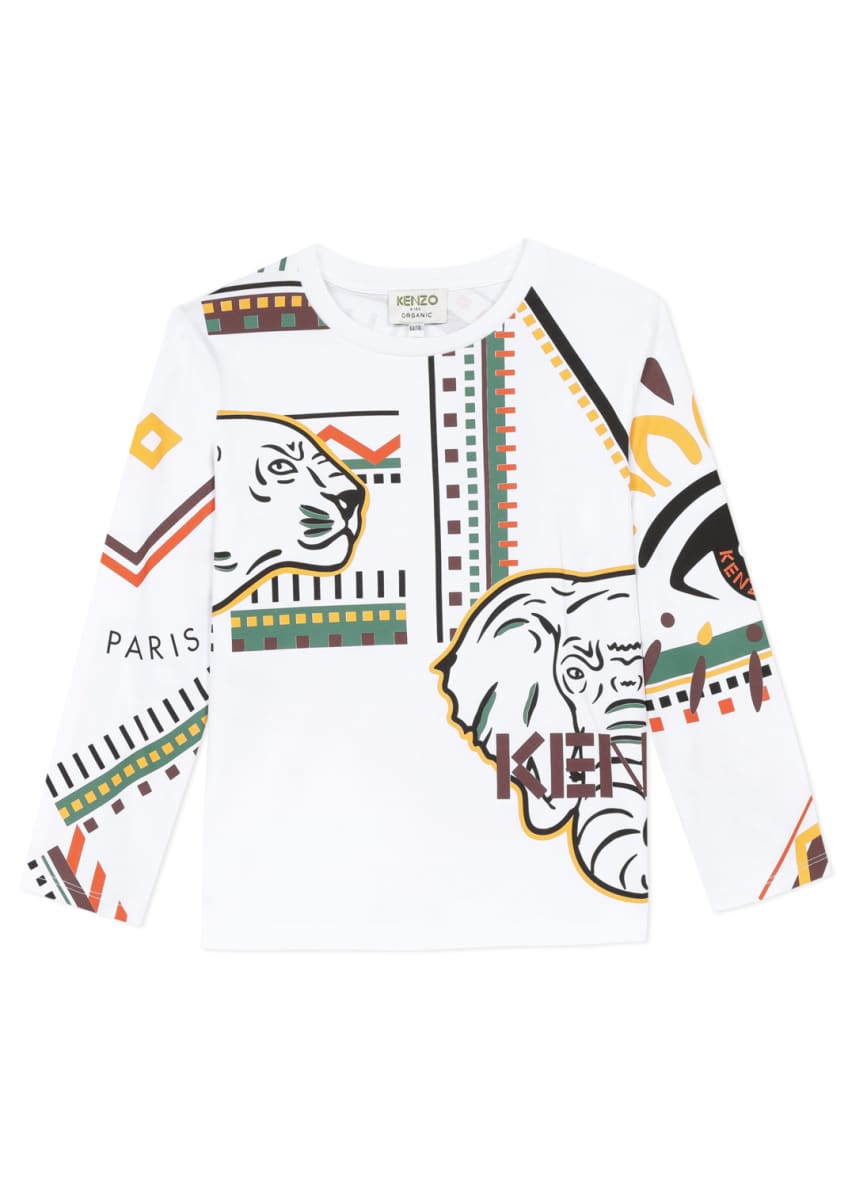 Kenzo Boy's Multi Iconics Long-Sleeve Graphic T-Shirt, Size 8-12 Image 1 of 4