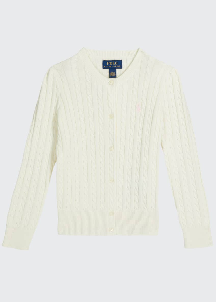 Ralph Lauren Childrenswear Girl's Cable-Knit Ribbed Cardigan, Size 2-4