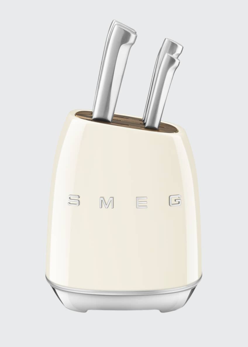 Smeg 7Piece Knife Block Set, Cream Bergdorf Goodman