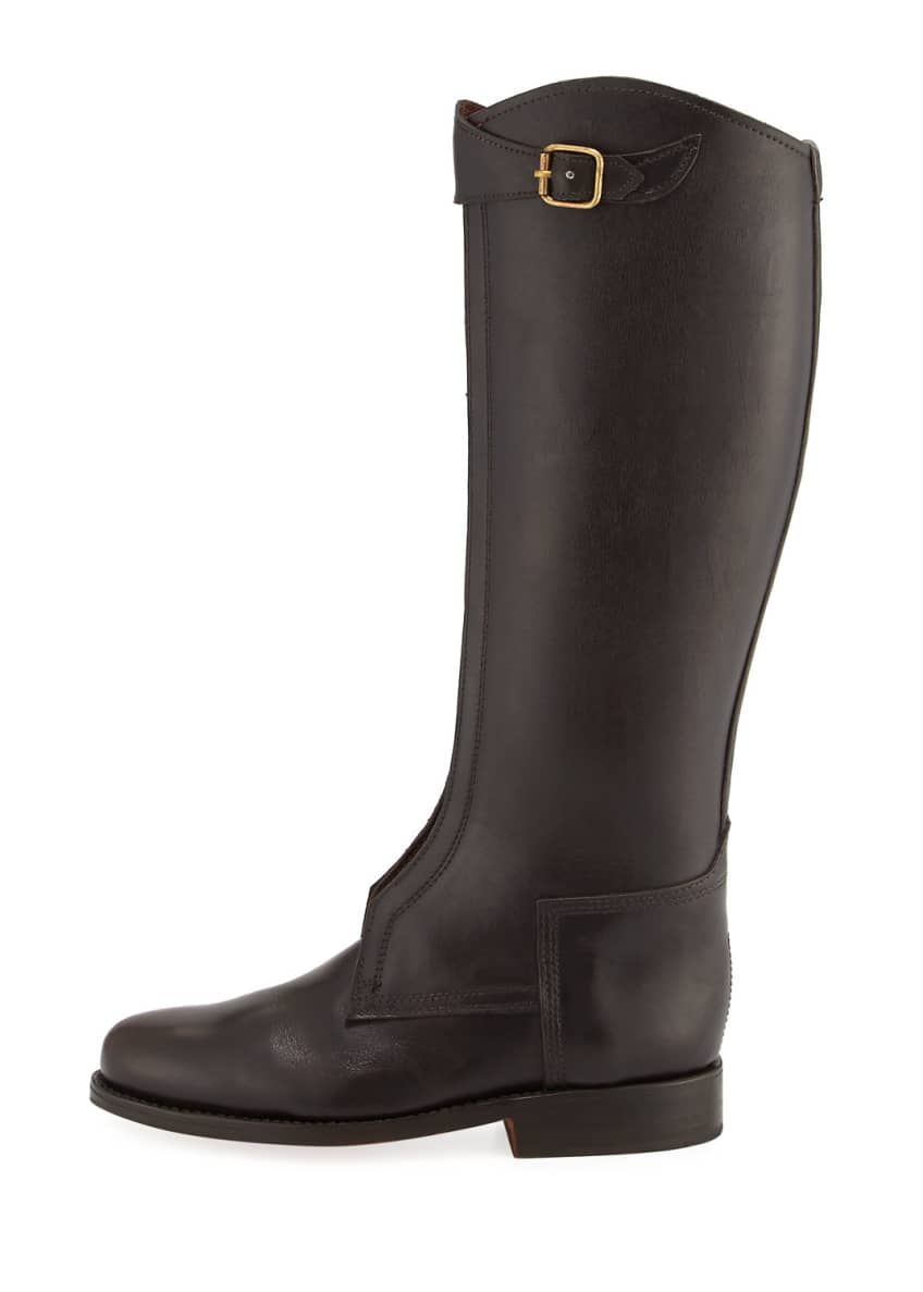 Chufy Zip-Front Leather Riding Boot, Brown Image 2 of 3