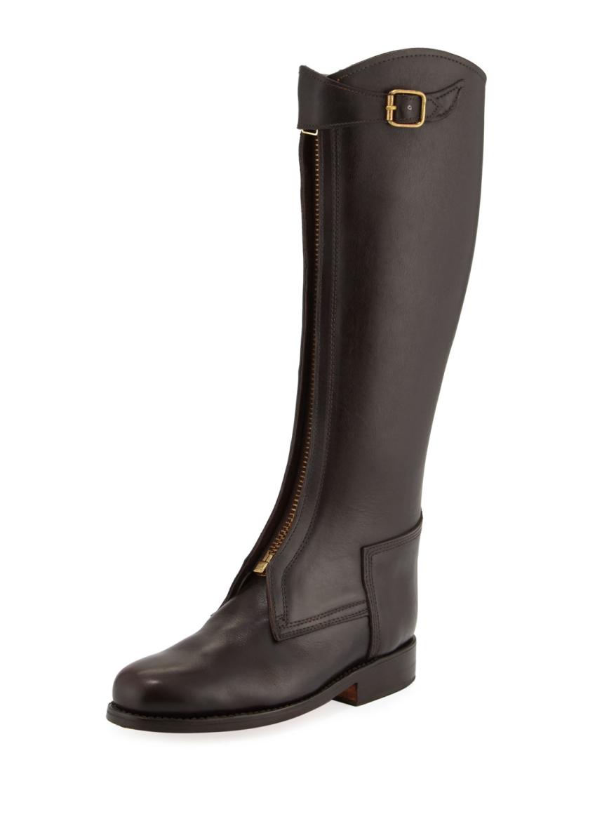 Chufy Zip-Front Leather Riding Boot, Brown and Matching Items ...