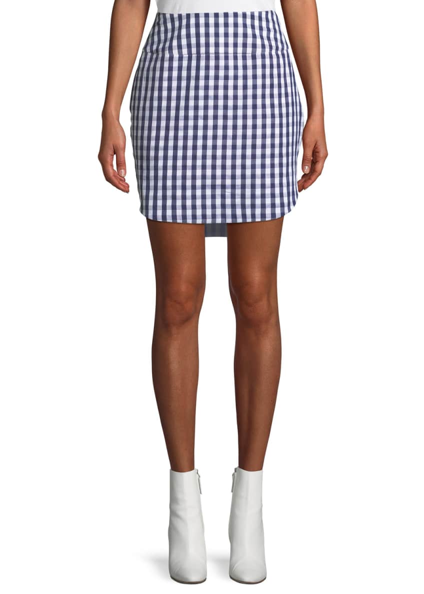 Monse Gingham High-Low Mini Skirt Image 1 of 3