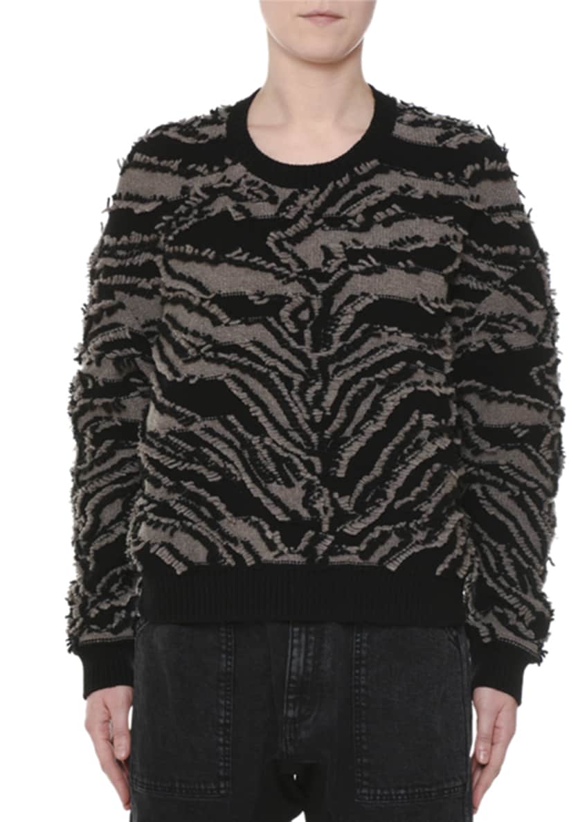 Stella McCartney Crewneck Clipped Fringe Chunky Pullover Sweater Image 1 of 4