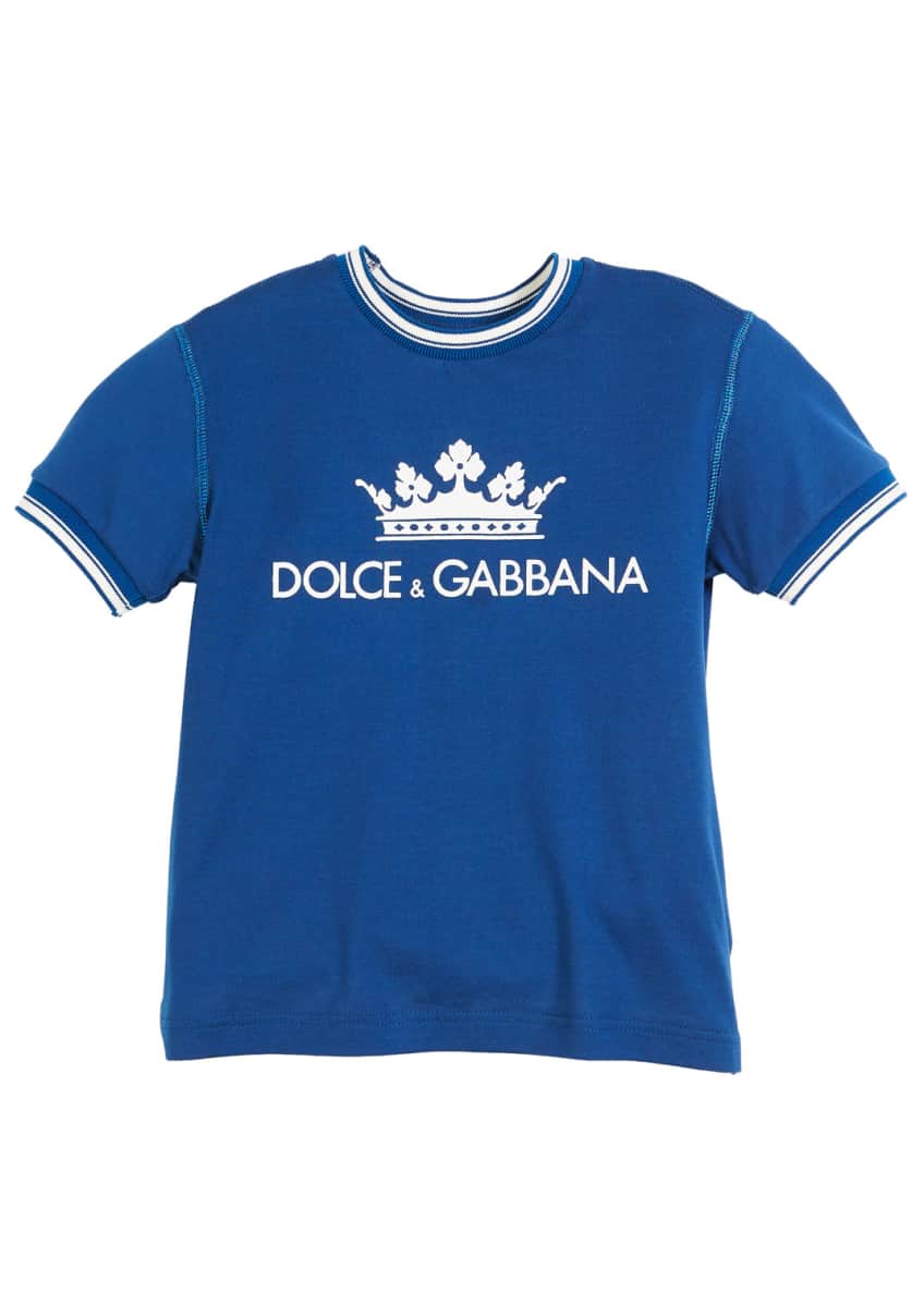 Dolce&Gabbana Crown D&G Logo Ringer Tee - Dark Blue, Toddler Boys Image 1 of 2