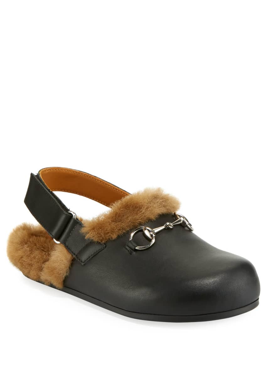 Gucci Leather Mule Slides w Faux Fur Lining Toddler and Matching Items Matching Items Bergdorf Goodman