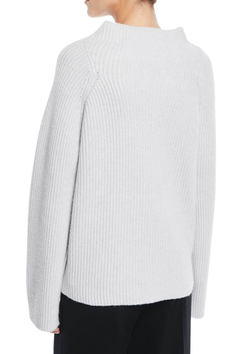 Vince Ribbed Funnel-Neck Wool-Cashmere Sweater Image 2 of 3