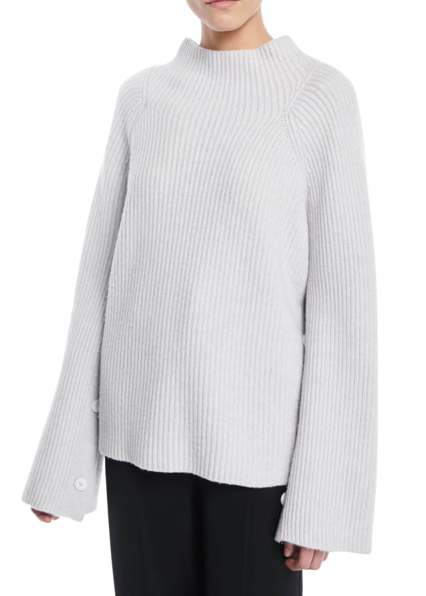 Vince Ribbed Funnel-Neck Wool-Cashmere Sweater Image 1 of 3