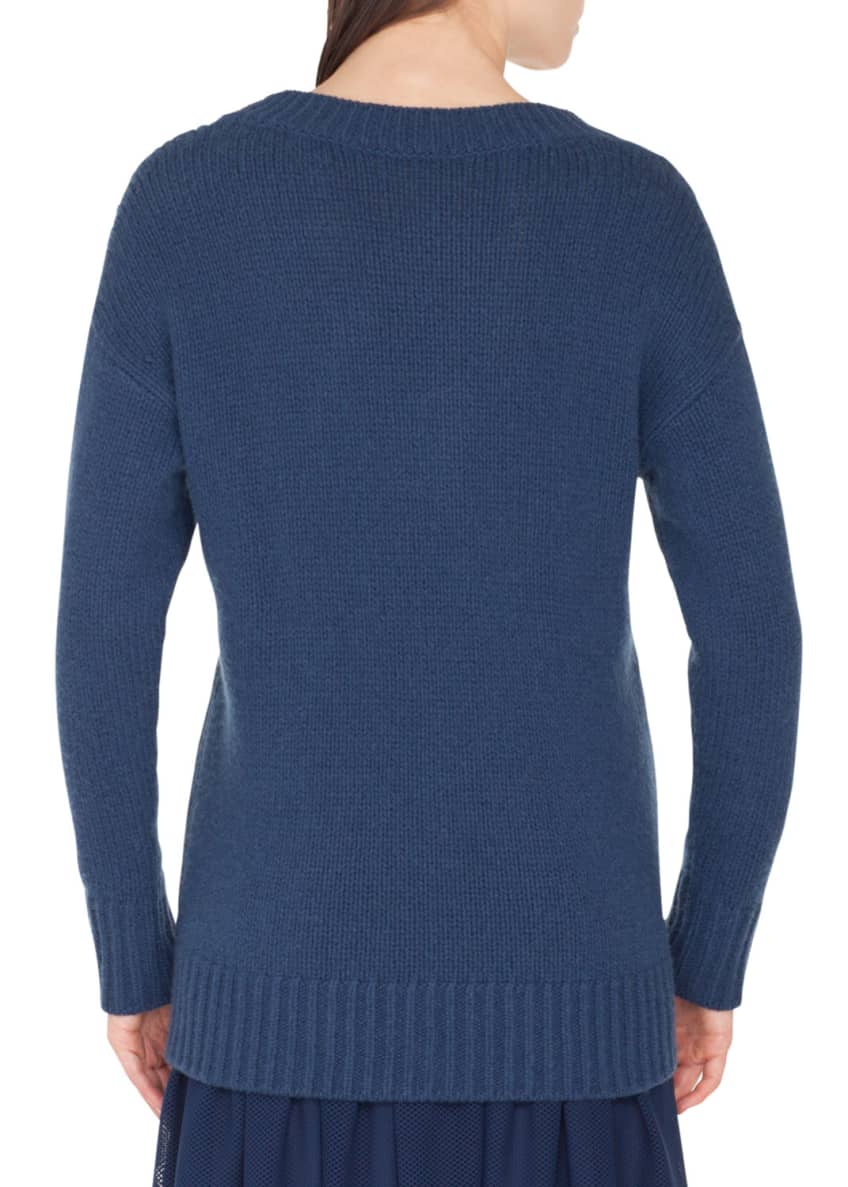 Akris punto Oversize Wool/Cashmere Sweater with Side Zip Details Image 2 of 4