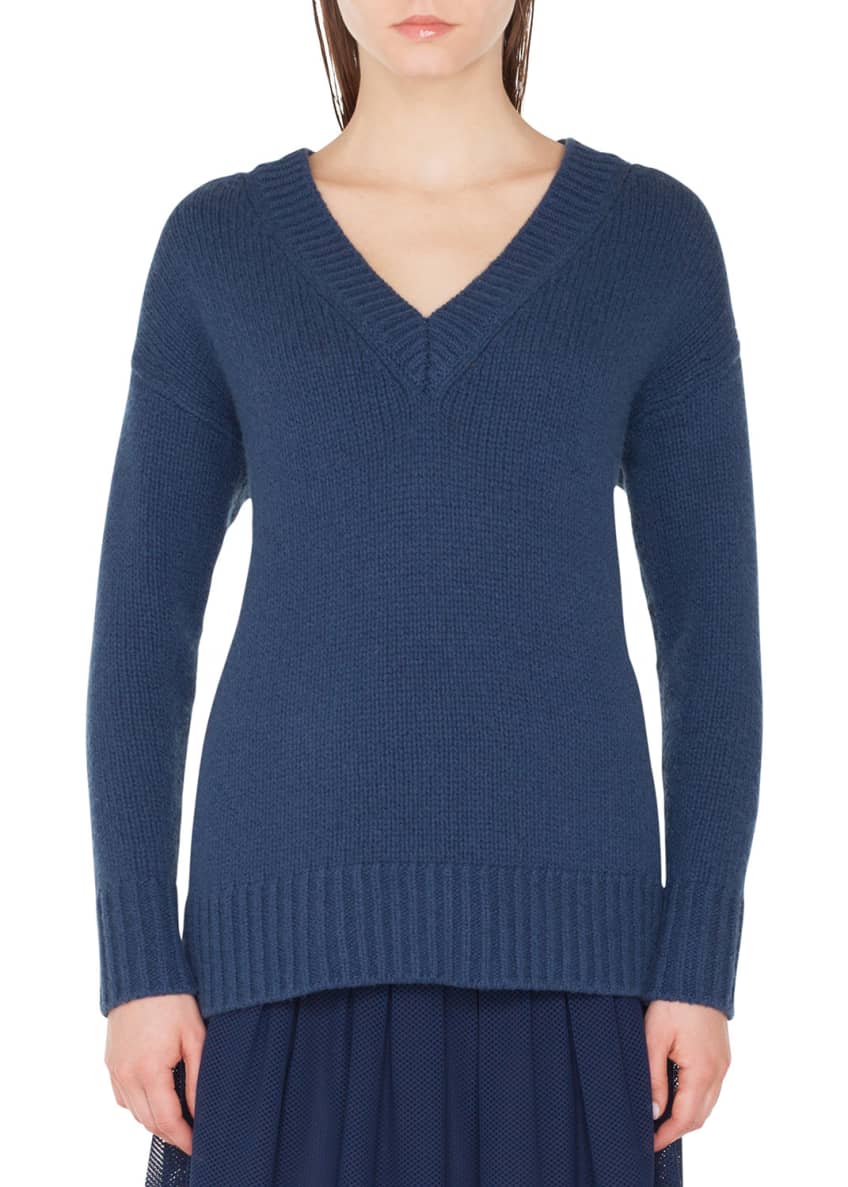 Akris punto Oversize Wool/Cashmere Sweater with Side Zip Details Image 1 of 4