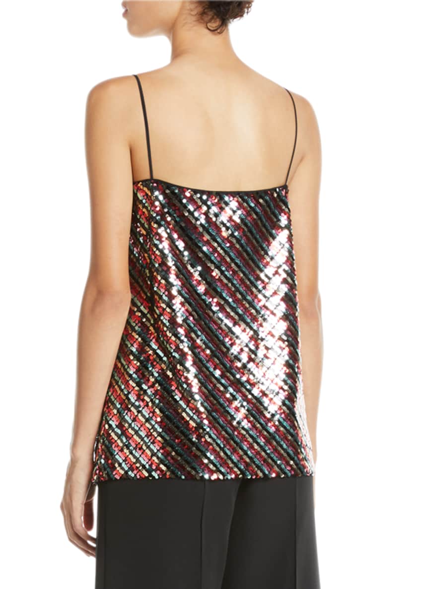 Milly Striped Sequins Bias Camisole Image 2 of 2