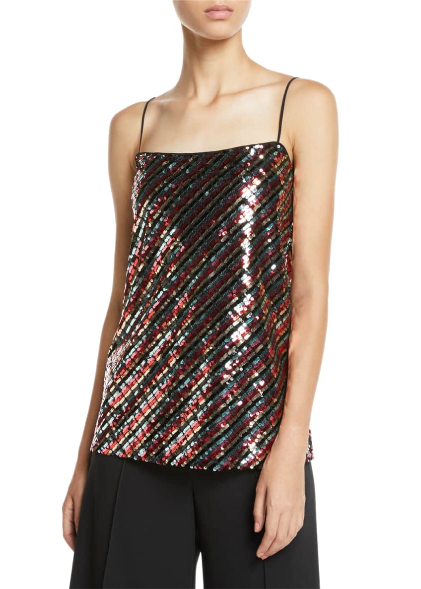 Milly Striped Sequins Bias Camisole Image 1 of 2