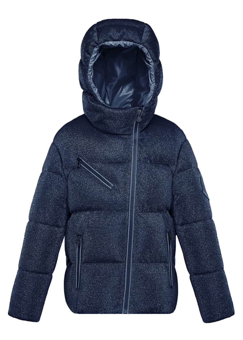 Moncler Taurua Metallic Asymmetric-Zip Quilted Jacket, Size