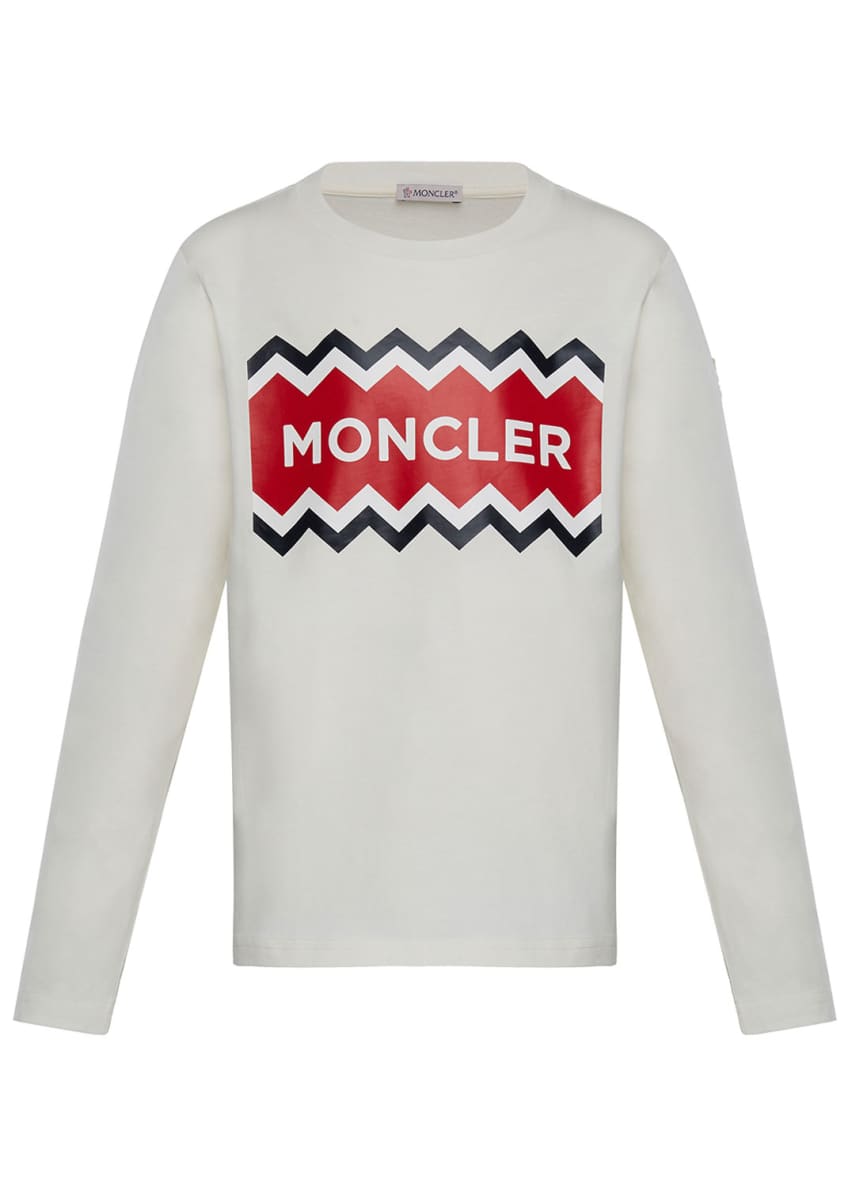 Moncler Long-Sleeve Logo Graphic T-Shirt, Size 4-6 Image 1 of 2