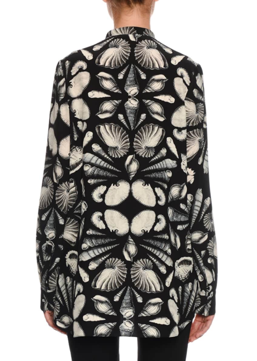 Alexander McQueen MandarinCollar SeashellPrint Blouse and Matching