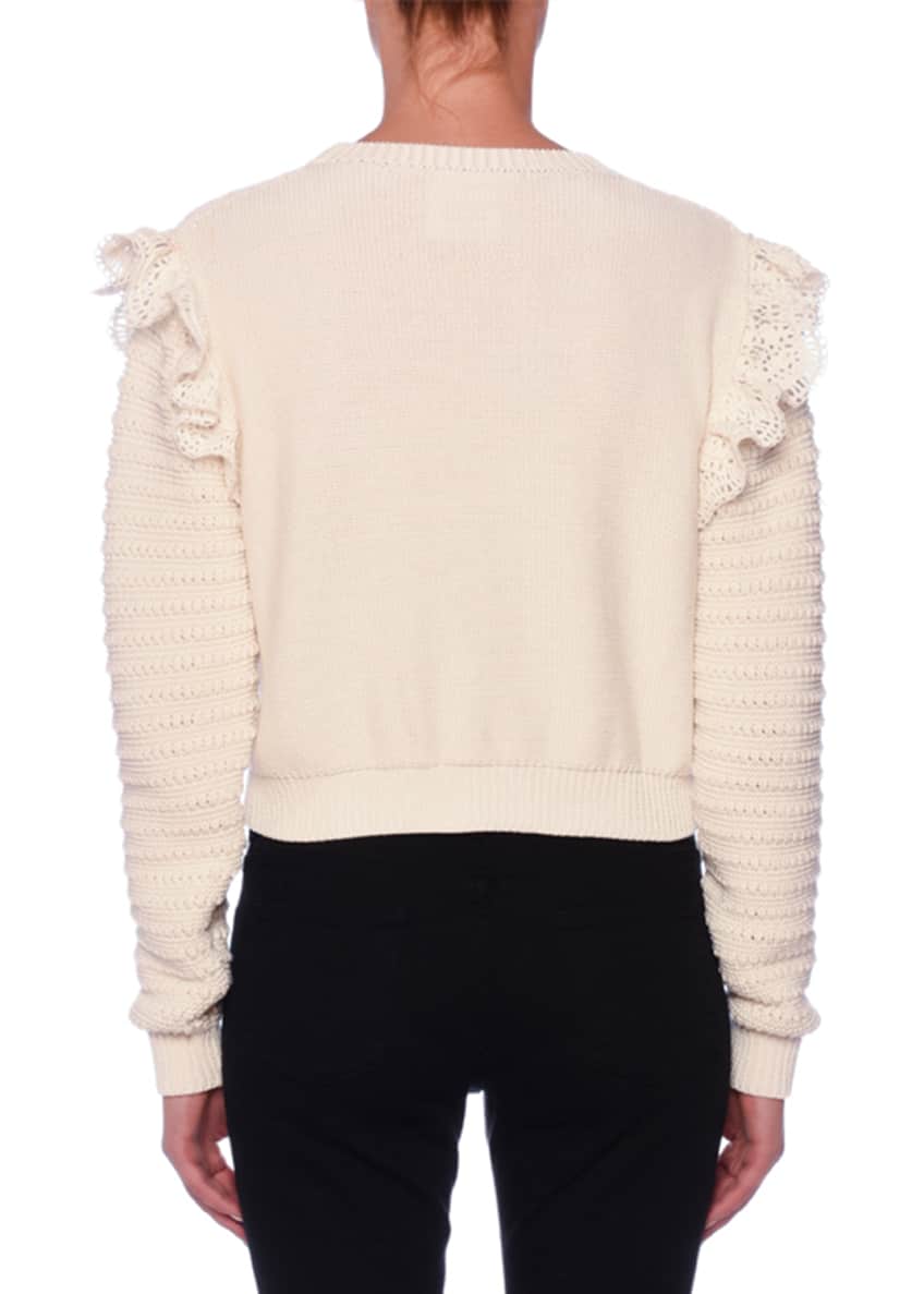 Stella McCartney Crocheted-Ruffled Cotton Crop Sweater Image 2 of 4