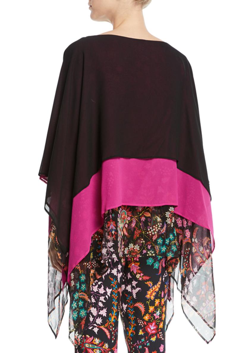 Etro Colorblocked Floral-Hem Silk Poncho and Matching Items & Matching ...