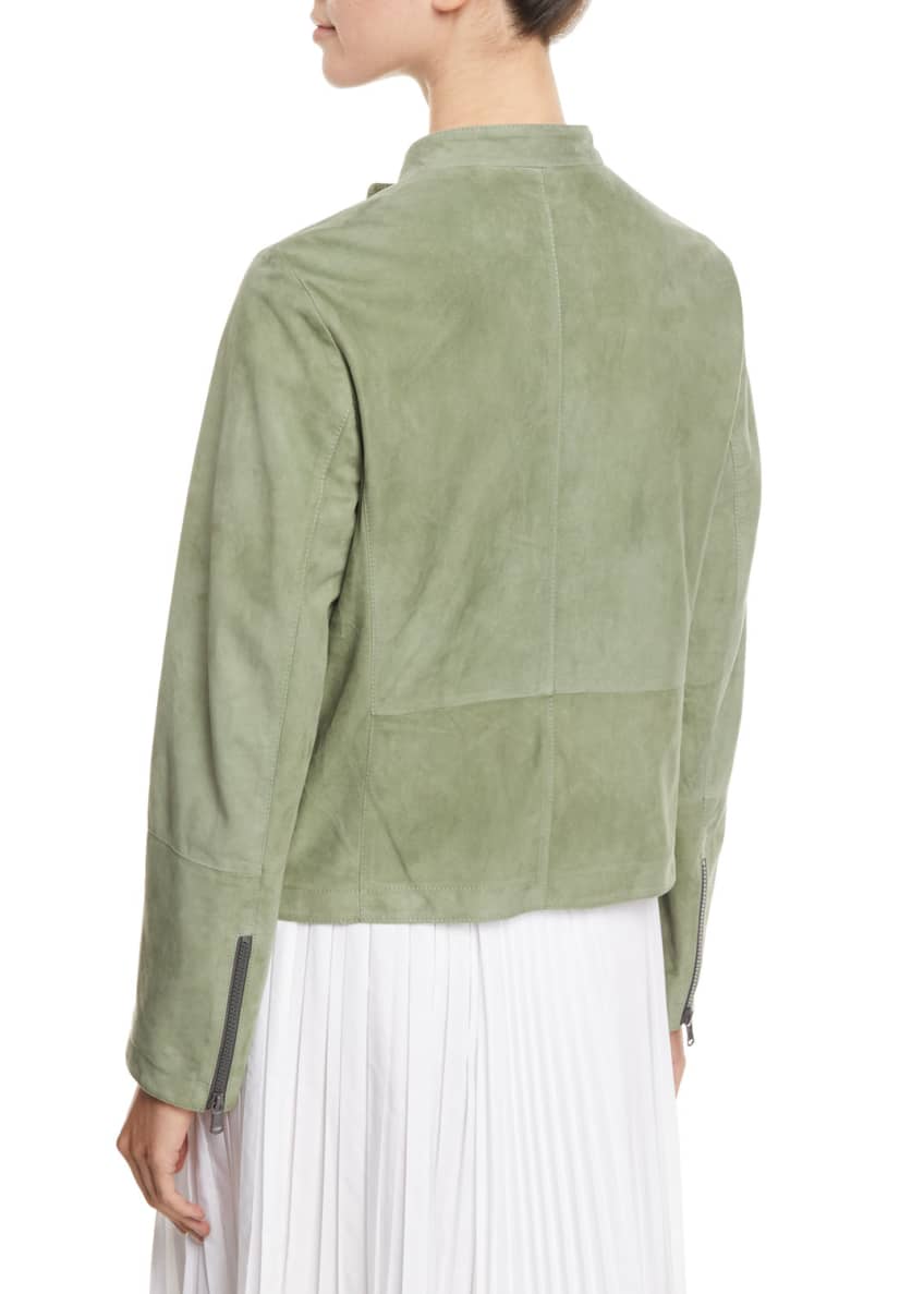 Brunello Cucinelli Suede Asymmetric Moto Jacket Image 2 of 5