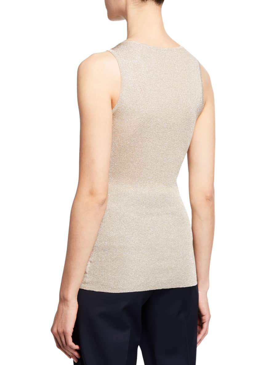 Brunello Cucinelli Metallic Scoop-Neck Tank Top Image 2 of 2