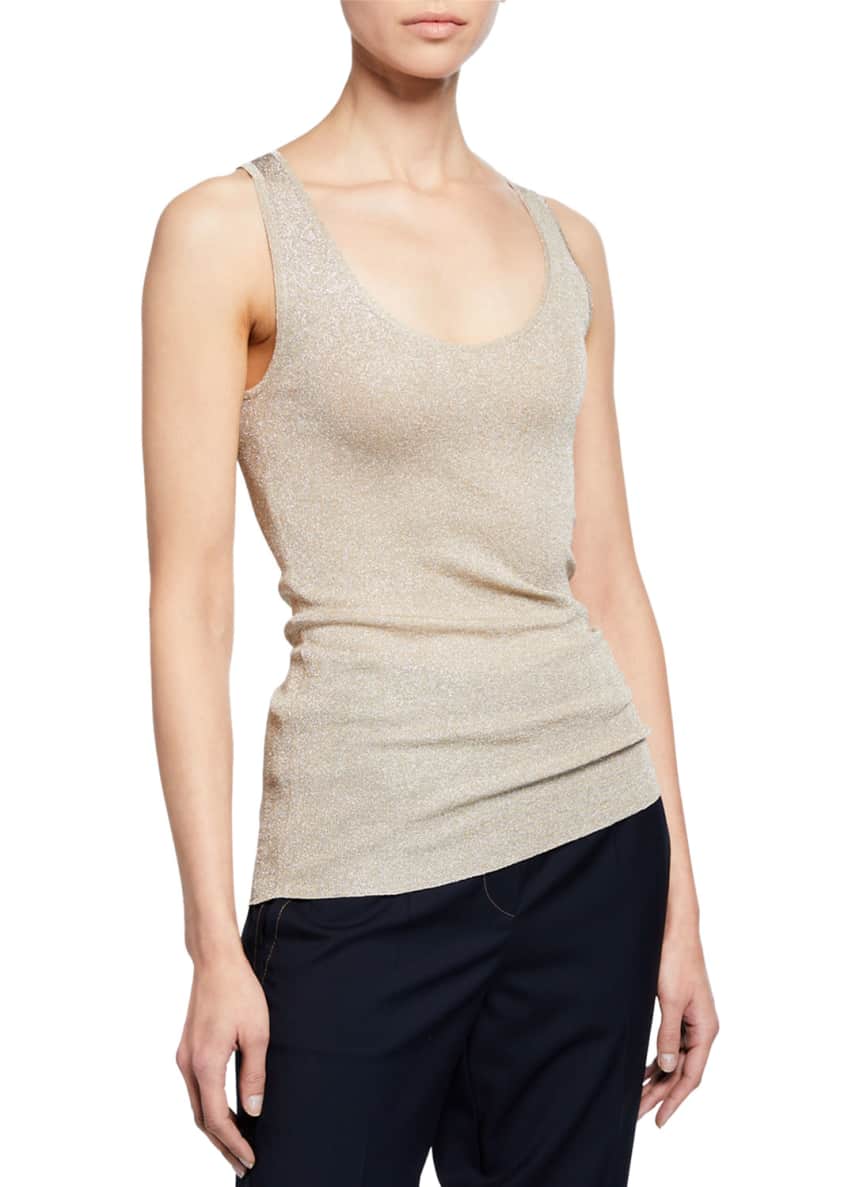 Brunello Cucinelli Metallic Scoop-Neck Tank Top Image 1 of 2
