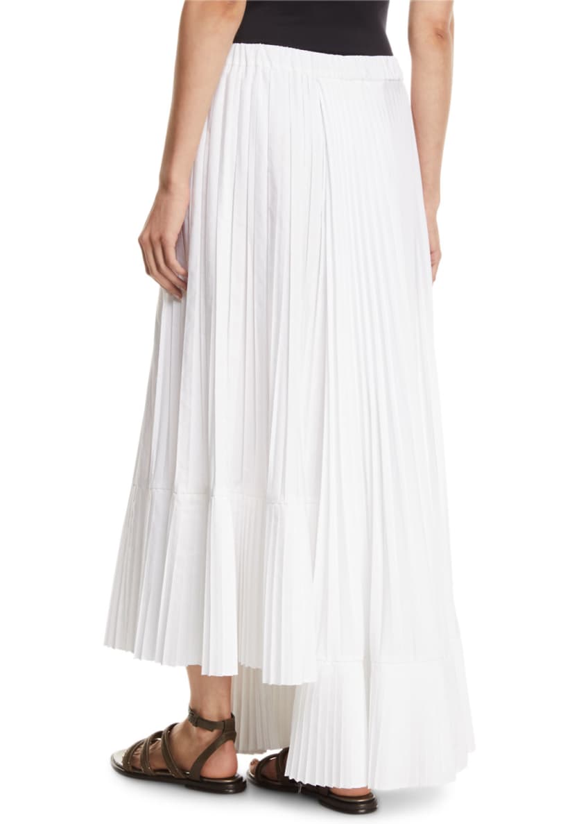 Brunello Cucinelli Asymmetric Pleated Poplin Maxi Skirt Image 2 of 3