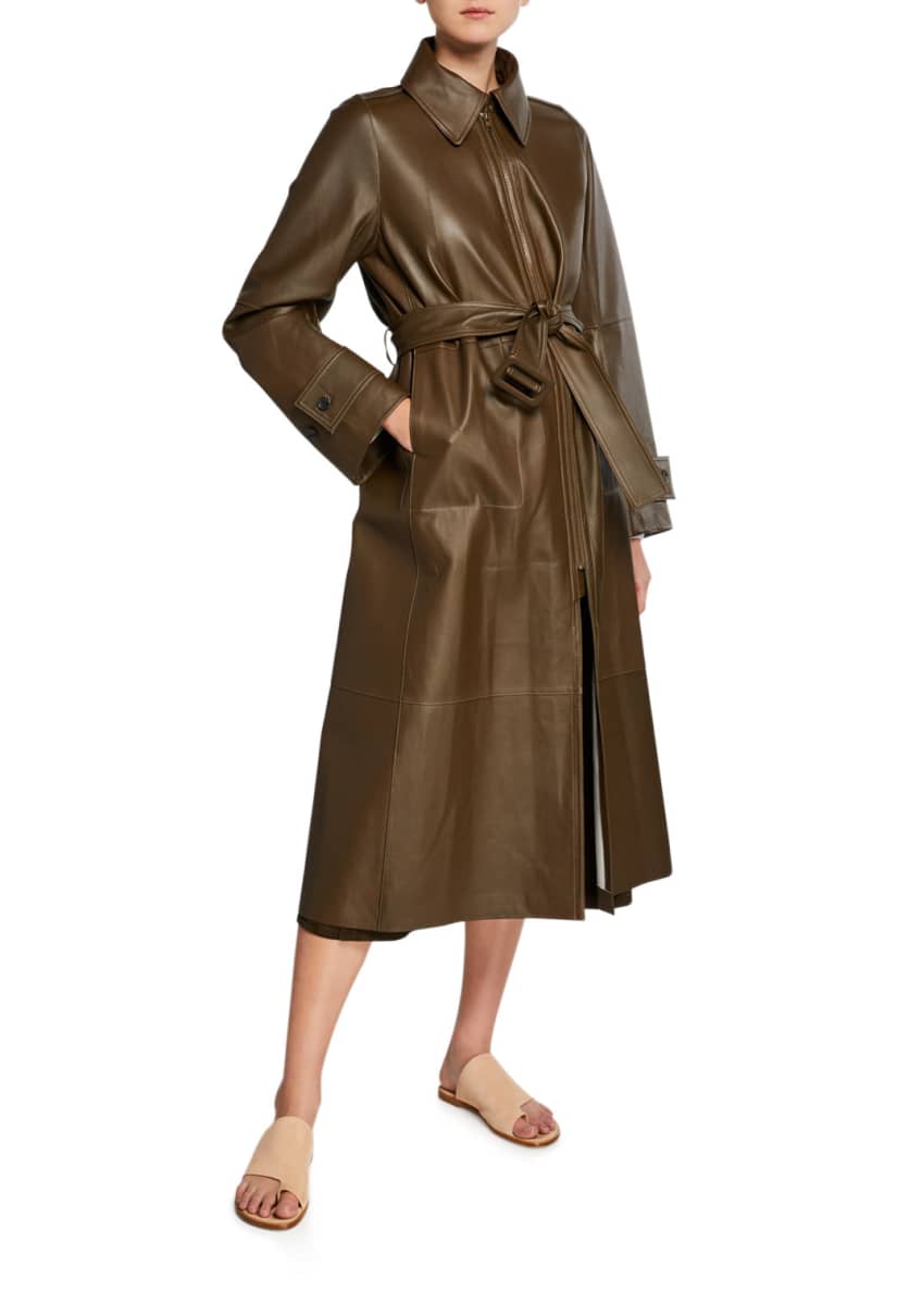 Vince Long Double-Face Leather Trench Coat and Matching Items ...