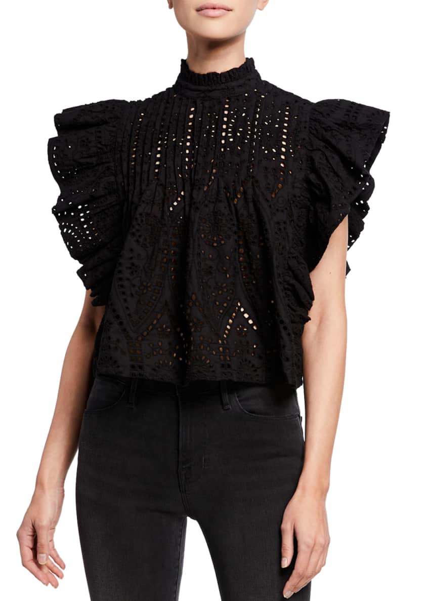 Ganni sales ruffle top