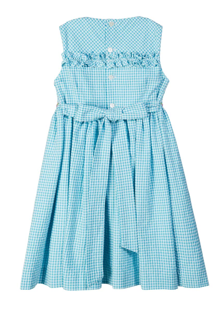 Luli & Me Gingham Seersucker Smocked Dress, Size 2-4T and Matching ...