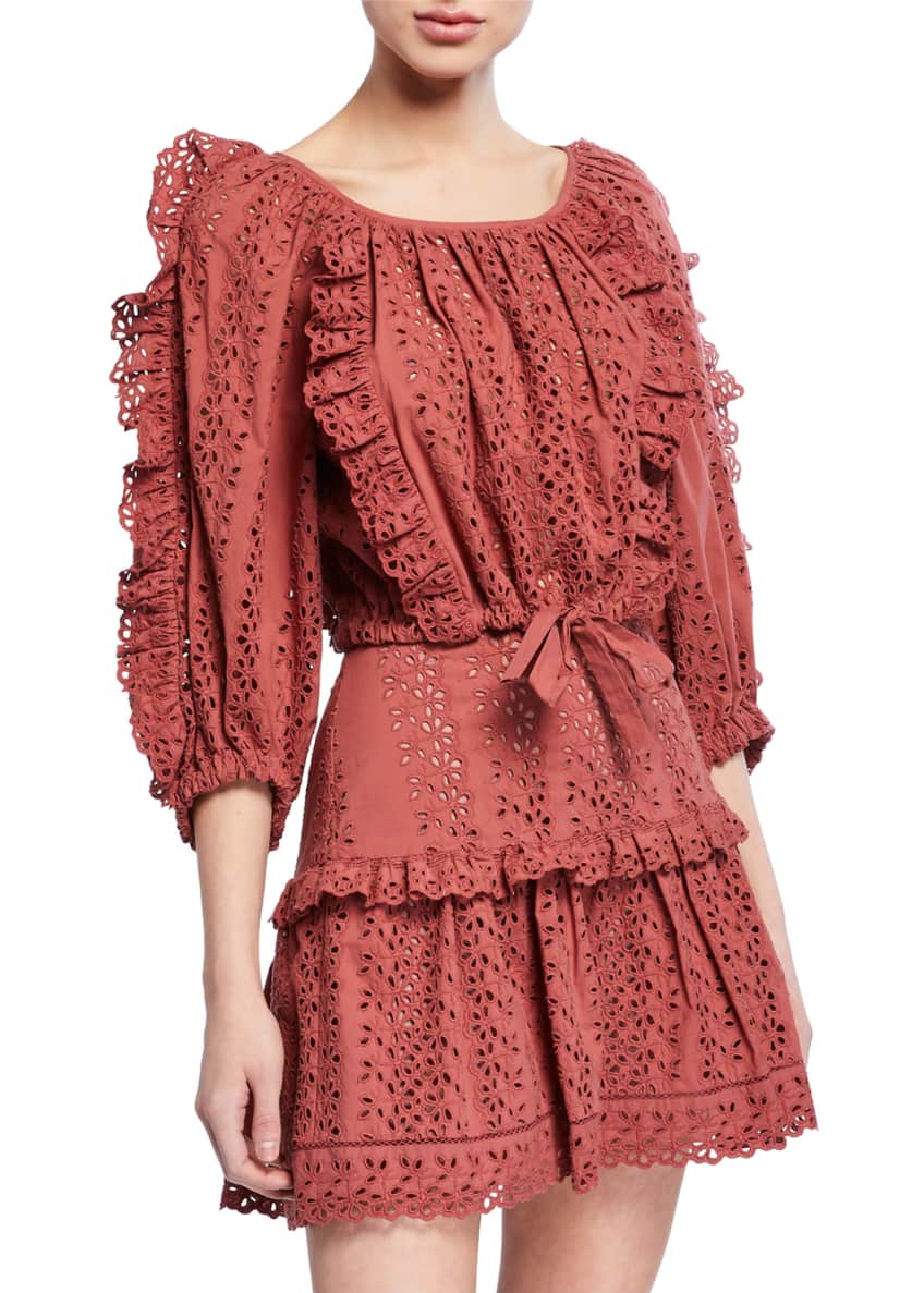 Rebecca Taylor Karina 3 4 Sleeve Eyelet Ruffle Top and Matching Items Matching Items Bergdorf Goodman