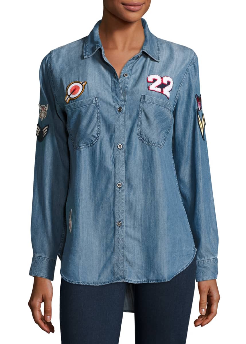 Rails Carter Chambray Shirt w/Patches, Dark Vintage